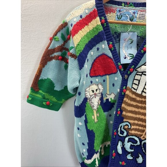 NEW‎ "Noah's Ark" Just Better Sweaters Lisa Coufal cardigan Sweater size 1 S/M - Picture 2 of 12